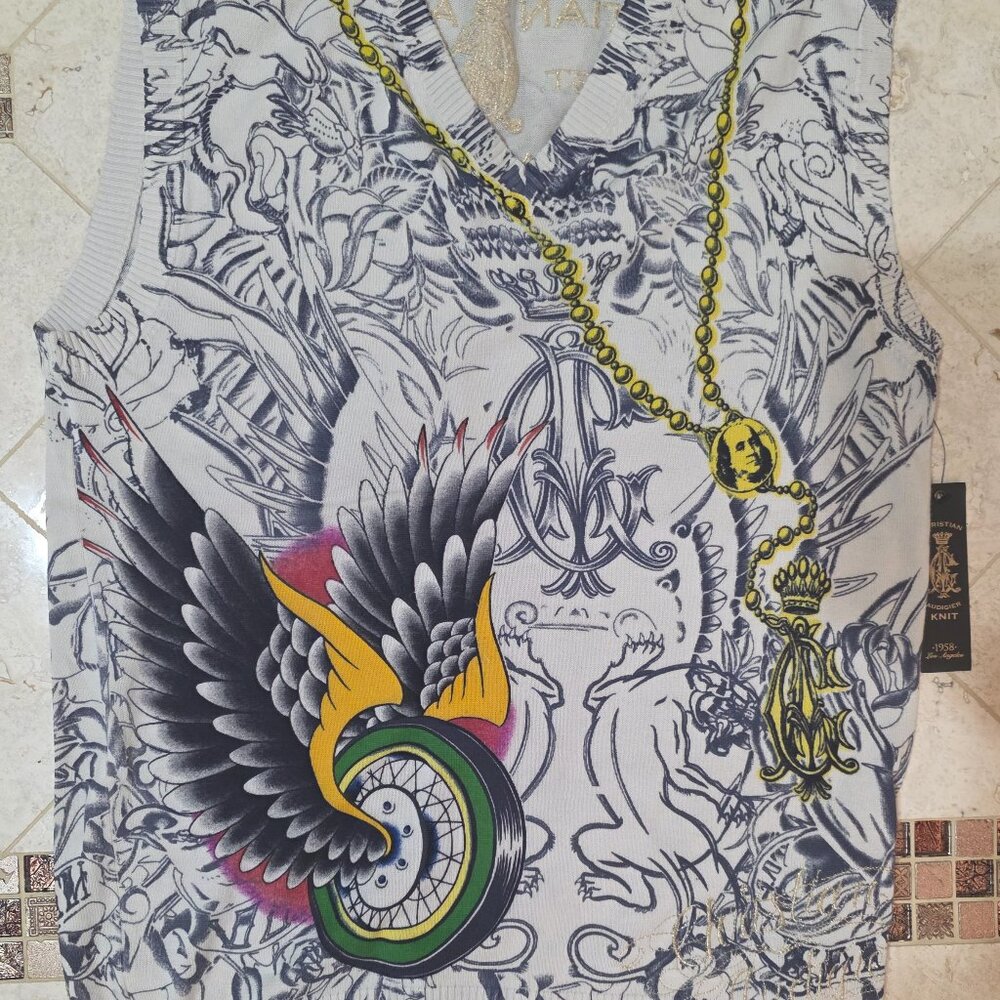Mens Christian Audigier Knit Tank